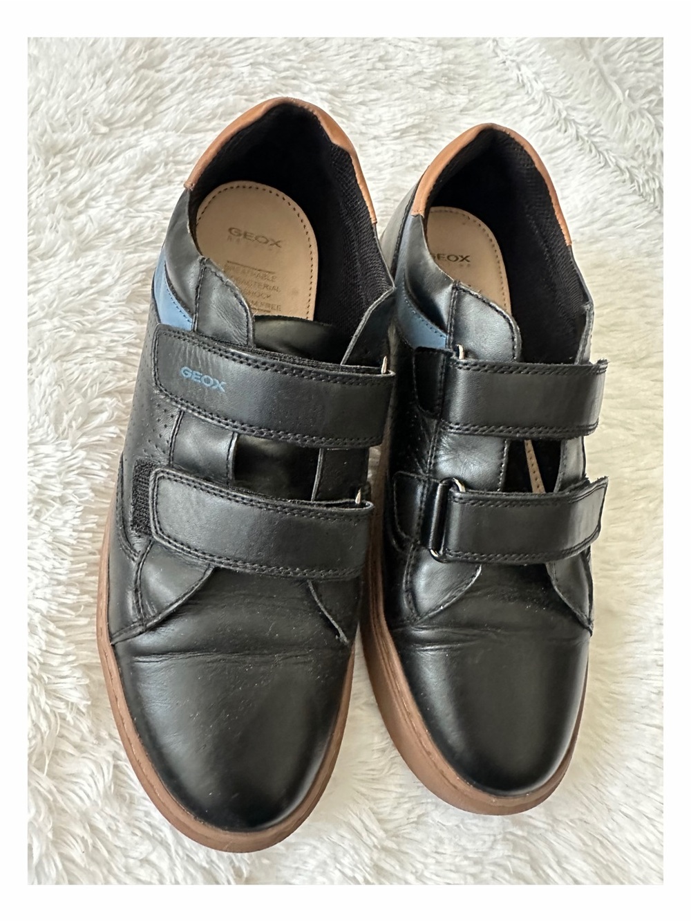Geox Kids Black Leather Sneakers